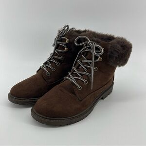 Rock & Candy by Zigi Boots Women’s 7.5 Brown Lace Up Faux Fur Combat Boots